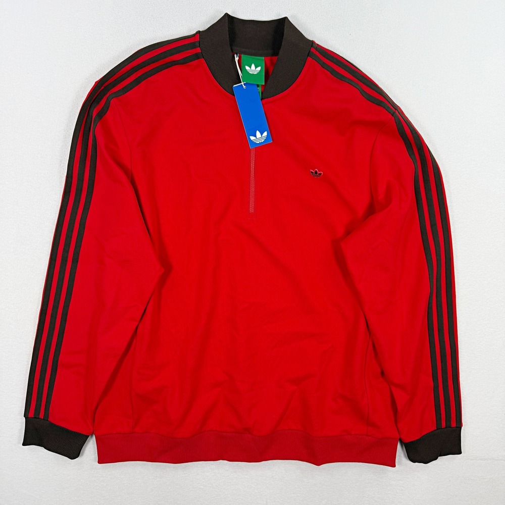Adidas Golf Mens 3-Stripe Golf 1/4‎ Zip Pullover XL Scarlet/White Jw3945, New